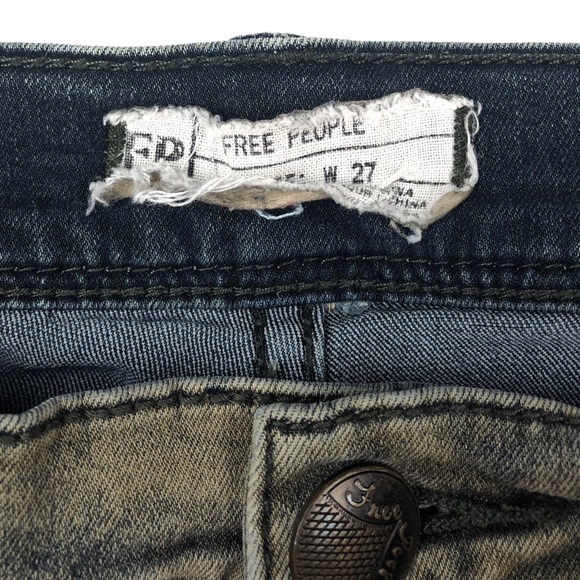 free people faded gray skinny jeans size 27 - ankle/crop fit with 24.5" inseam - Picture 3 of 4